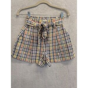 LOFT Plaid High Waist Tie‎ Front Shorts Womens XXS Paperbag Waist Casual Summer
